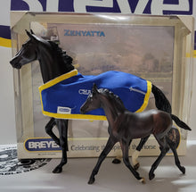 Load image into Gallery viewer, Breyer #1478 2010 Zenyatta and Cosmic One, box and Blanket
