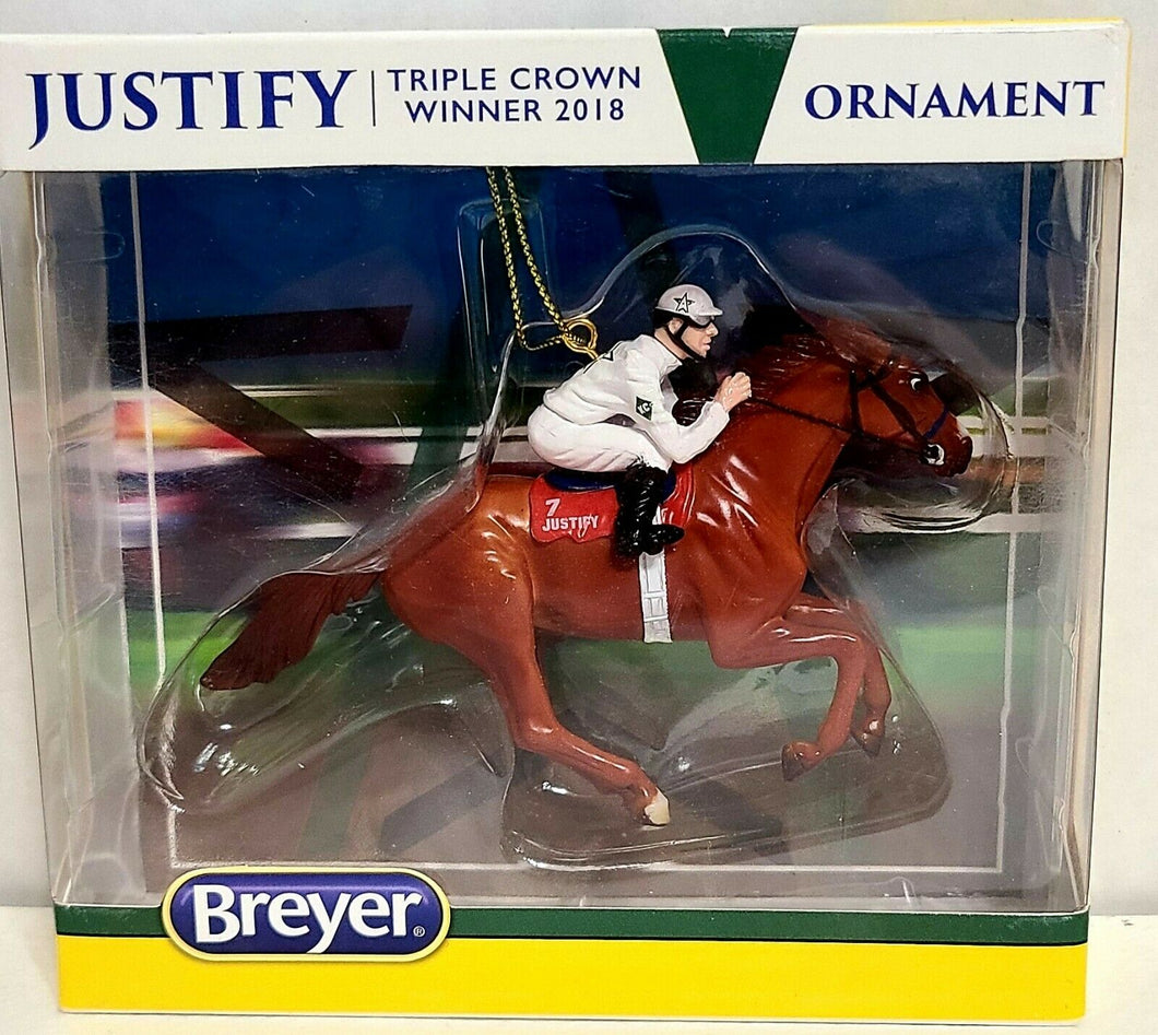 Breyer NEW * Justify White Silks Ornament * Christmas Holiday Model Race Horse